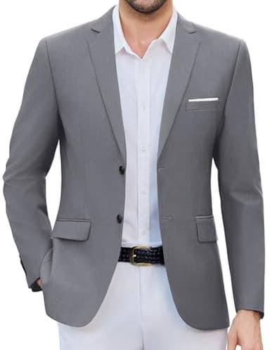 COOFANDY Mens Two Button Blazer Jacket Big and Tall Formal Business Suit Jackets, Light Gray, Large - Image 1