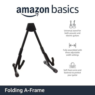 Amazon Basics Adjustable Folding Guitar Stand, A-shape, Fully Assembled - For School Music Program, Concerts & Multiple Users, Black, 8.66 x 15.16 x 3.74 inches - Image 2
