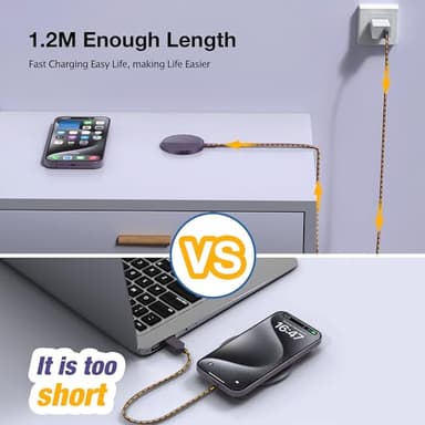 Magnetic Wireless Charger for iPhone: Compatible with Magsafe Charger iPhone 17 16 15 14 13 12 Series & Airpods 4 3 2 Pro-Fast 15W Max Charging Pad Strong Magnet, Dual USB-C/A Ports-Home Office Travel - Image 7