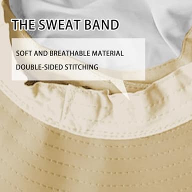 2Pack Sun Hats for Men Women Fishing Hat UPF 50+ Breathable Wide Brim Bucket Hats Summer UV Protection Safari Hat with Neck Flap Black/Khaki - Image 4