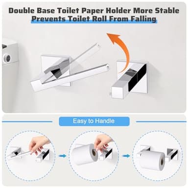 TURS 10-Piece Bathroom Hardware Accessories Set Chrome Towel Bar Holder Set SUS304 Stainless Steel Towel Racks for Bathroom Wall Mounted, 23.6-Inch - Image 5