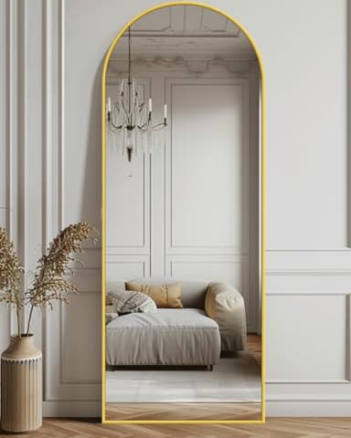 Antok Full Length Mirror, 58"x19" Arched Floor Mirror, Mirror Full Length with Stand, Wall Mounted Mirrors for Living Room Bedroom,Gold - Image 6