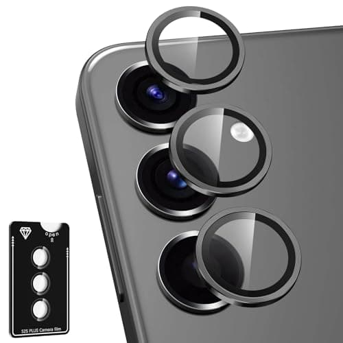 Avocase for Samsung Galaxy S25 Plus Camera Lens Protector, Individual Metal Ring Tempered Glass Lens Cover, [Strong Adsorption] Scratch Resistant Ultra-Thin HD Clear Lens Cover, 1 Set-Black - Image 1