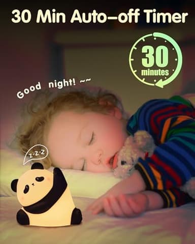 Panda Night Light, Rechargeable 3 Level Dimmable LED Squishy Nursery Nightlight, Food Grade Silicone Animal Night Lamps Cute Bedside Touch Lamp for Breastfeeding Toddler Baby Kids Gifts Decor - Image 3
