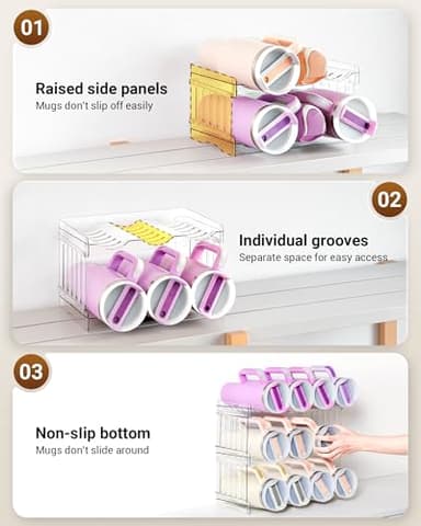 Gracenal Large Tumbler Organizer for Stanley Cup 40 oz, Patented Kitchen Pantry Organizers and Storage for Stanley Cup Accessories, Stackable Water Bottle Organizer Holder Gifts 4Pack Large-12-bottle - Image 6