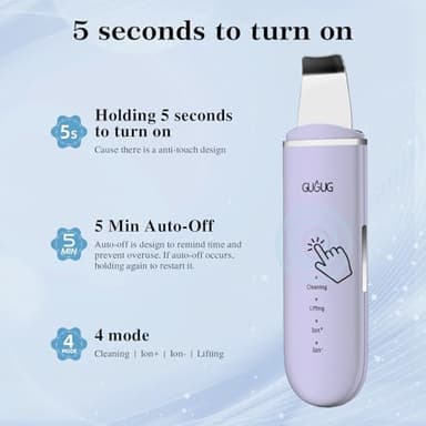 GUGUG Skin Scrubber Face Spatula Skin Spatula Pore Cleaner Blackhead Remover Tools for Facial Deep Cleansing-4 Modes, Purple - Image 5