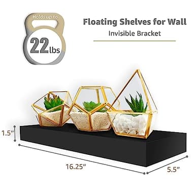 Sorbus Floating Shelves for Wall, Bathroom Shelves Wall Mounted for Kitchen, Bedroom, Living Room, Bathroom Storage, Over Toilet, Hanging Book Shelf for Wall Home Decor (Black, 4 Pack) - Image 3
