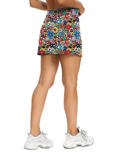 LouKeith Tennis Skirts for Women Golf Athletic Activewear Skorts Mini Summer Workout Running Shorts with Pockets Colorful Flowers XL - Image 5