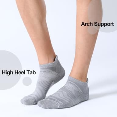 FITRELL 6 Pack Men's Running Socks Ankle Low Cut Cushioned No Show Compression Athletic Sports Gift for Men, Shoe Size 9-12, Light Gray+White - Image 5