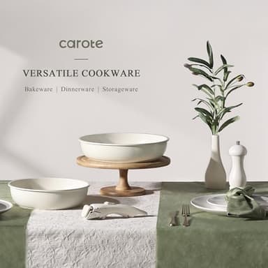 CAROTE Nonstick Cookware Sets, Non Stick Pots and Pans Set Detachable Handle, Kitchen Cookware Sets with Removable Handle, Stackable RV Cookware for Campers, Oven Safe (White 5 PCS) - Image 10