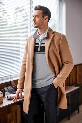 COOFANDY Men's Quarter Zip Up Sweaters Slim Fit Lightweight Mock Neck Pullover Casual Polo Sweatshirts,Black & Heather Grey,XXX-Large - Image 8