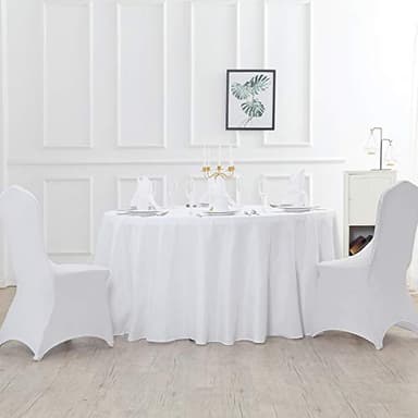 120 inch Round Tablecloth Washable Polyester Table Cloth Decorative Table Cover for Wedding Party Dining Banquet (120 inch,White) - Image 6