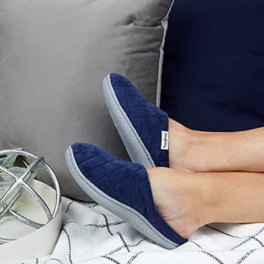 Dearfoams Women's Velour Clog Slipper, Peacoat, Large - Image 2