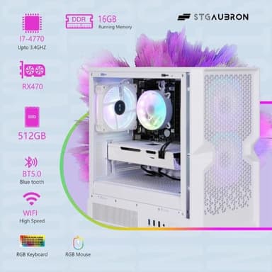 STGAubron Gaming PC Computer Desktop, Radeon RX 470 8G, Intel Core i7 up to 3.9GHz, 16GB RAM, 512GB SSD, 600M WiFi, BT 5.0, RGB Fan x3, Windows 11 Home - Image 3