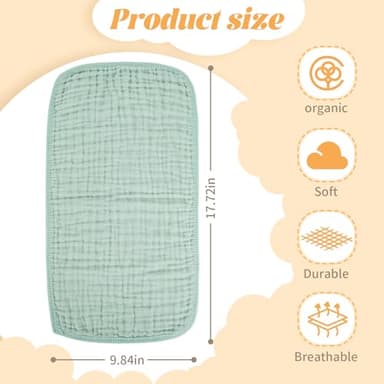 MIGIOL Baby Burp Cloth 100% Cotton Newborn Cotton Muslin Burp Cloth 10x20 inches (Green 6 Pieces) - Image 2