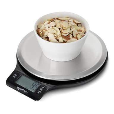 Amazon Basics Digital Kitchen Scale with LCD Display, Batteries Included, Weighs up to 11 pounds, Black and Stainless Steel - Image 4