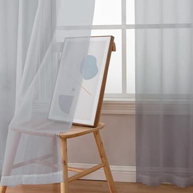 Simplebrand Light Grey Sheer Curtains 84 Inches Long, Light Filtering Rod Pocket Solid Color Window Sheer Curtain Panels, Elegant Curtains & Drapes for Living Room, Bedroom 2 Panels (42" W x 84" L) - Image 4