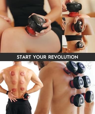 REVO The Original 4-in-1 Smart Cupping Therapy Massager, Red Light Therapy for Targeted Pain Relief, Knots, Aches, Muscle Soreness, Circulation & Tighter Skin, Portable Electric Massager- 2 Pack - Image 8