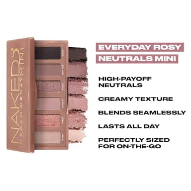 URBAN DECAY Naked 3 Mini Eyeshadow Palette - 6 Soft Pink Shadows, Multi-Use Matte & Shimmer Finishes, Ultra-Blendable Everyday Rosy Neutrals, Long-lasting Up to 12HR Wear, Travel Makeup with Mirror - Image 5