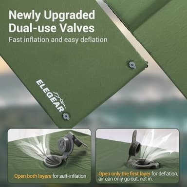 Elegear Self Inflating Sleeping Pad, 3.15" Ultra-Thick Memory Foam Camping Pad with Pillow Fast Inflating in 20s Insulated Camping Mattress Pad 4-Season Camp Sleeping Mat for Camp/Travel/Car/Tent - Image 7