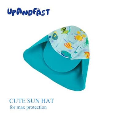 upandfast Baby/Toddler Swimsuit UPF 50+ Sun Protection One Piece Zipper Bathing Suit with Sun Hat Infant Beach Swimwear (Marine Life,6-9 Months) - Image 6