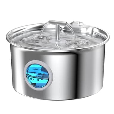 Cat Water Fountain Stainless Steel: 2.6L Cat Fountain for Drinking - Pet Water Fountain for Cats Indoor - Automatic Pet Water Dispenser Bowl - Best Auto Feeding Supplies Gift for Small Dog Large Kitty - Image 1