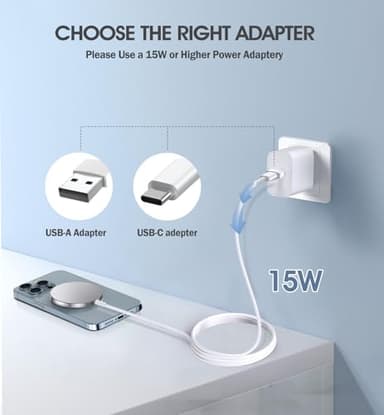 2 Pack Magnetic Wireless Charger for iPhone 16 Pro Max/16 Pro/16 Plus/16/15/15 Pro/15 Plus/15 Pro Max 15W Fast Mag Safe Charger Pad for iPhone 16/15/14/13/12 Series and AirPods 3/2/Pro 2/Pro - Image 4