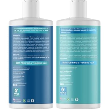 Rosemary Biotin Shampoo and Conditioner Set - Volumizing Shampoo and Conditioner for Thinning Hair for Women & Men with Nourishing B Vitamins - Color Safe Sulfate Paraben & Silicone Free (8 Fl Oz) - Image 6