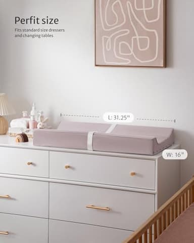 Blissful Diary Vegan Leather Baby Changing Pad with Waterproof & Wipe-Clean PU Cover, Standard Size Cozy Diaper Changing Pad for Dresser and Table, Taupe - Image 5