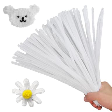 ESUOHYM 100 PCS White Pipe Cleaners Craft Bulk DIY Art Supplies for, Adults Crafts, Thick Chenille Stems Fuzzy Wire Sticks Holiday Decorations and School Supplies - Image 1