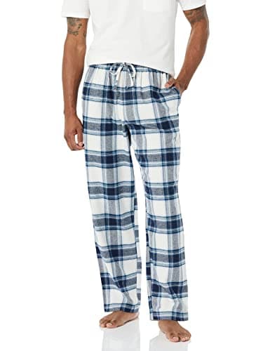 Amazon Essentials Men's Breathable Flannel Pyjama Trousers (Available in Big & Tall), Grey White Plaid, M - Image 1