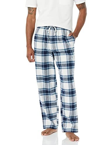 Amazon Essentials Men's Breathable Flannel Pyjama Trousers (Available in Big & Tall), Grey White Plaid, M - Image 1