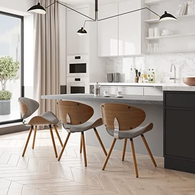 SIMPLIHOME Marana Dining Chairs - Upholstered Bentwood Back and Linen-Style Fabric Kitchen Chair in Grey, Mid-Century Modern Ergonomic Dining Room Seating with Contoured Seat and Beech Wood Legs - Image 2