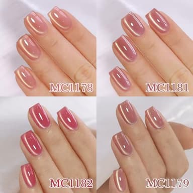 Double Rhythm Cat Eye Gel Nail Polish Set of 6 Same Color Same Bottle 0.5 Oz Shimmer Glitter with Magnet Holographic Reflective Magnetic UV Nail Polish Kit at Home (Glass Nude Pink Rose-T6-32) - Image 4