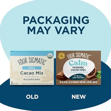 Four Sigmatic Calm Mushroom Cacao Mix | Organic Instant Cacao with Organic Reishi Mushroom Powder | Supports Calm & Relaxation | Drink it or Bake with it | Vegan, Gluten-Free, Dairy-Free | 10 Count - Image 2