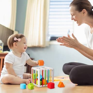 LiKee Shape Sorter Toys for 1+ Years Old, 8pcs Montessori Baby Blocks, Sensory Toddler Learning Toy for Fine Motor Skills, Infant Developmental Toys Gift for Boys Girls Ages 18+ Months - Image 6