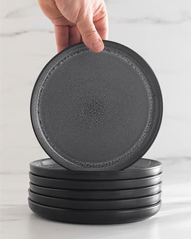 Stoneware dinnerware set 8 persons 32 pcs - Dishwasher, microwave and scratch resistant - Bowl and plate set 8 persons modern - Dinner service Pure Living black in gray… - Image 7