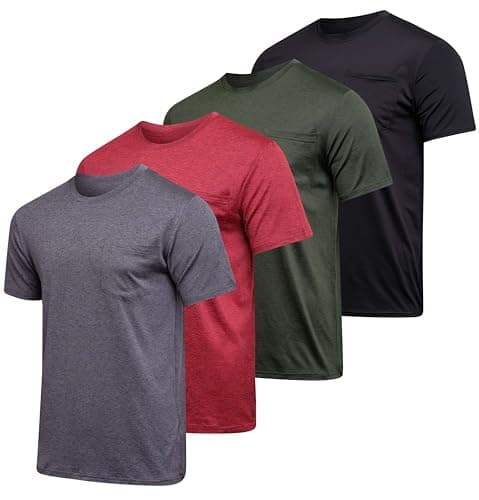 Big and Tall King Size Mens Quick Dry Dri Fit Active Wear Workout Running Training Athletic Performance Short Sleeve Crew Pocket T-Shirt Undershirt Essentials Top Tee ropa Hombre- Set 4, 4X - Image 1