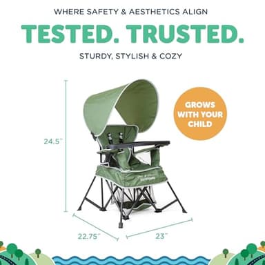 Baby Delight Go with Me Venture Portable Chair | Indoor and Outdoor | Sun Canopy | 3 Child Growth Stages | Moss Bud Green - Image 4