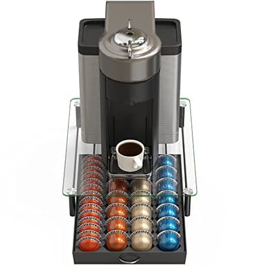 DecoBrothers Crystal Tempered Glass Vertuo Pod Holder Drawer, 28 Large or 56 Small Nespresso Capsule Organizer, Black - Image 5