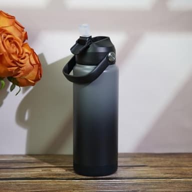 BJPKPK Water Bottle with Straw Lid, 24oz Vacuum Insulated Water Bottles, Metal Stainless Steel Thermo for Sports, Travel, BPA Free Leak Proof Thermo, Cups, Flasks, Tumblers,Black - Image 7