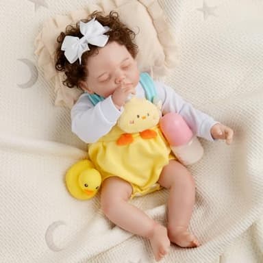 Jirachi Lifelike Reborn Baby Dolls, 18-Inch Sleeping Real Life Cloth Body Baby Girl, Realistic Reborn Baby with Toy Accessories for Kids Age 3+ - Image 4