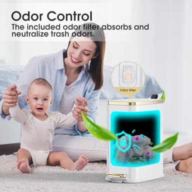 CEROELDA Small Bathroom Trash Can with Lid Soft Close-5L/1.3 Gal Slim Garbage Can-Metal Step Wastebasket-Rectangle Narrow Waste Bin for Office, Bedroom, Toilet, Live Room (White) - Image 6