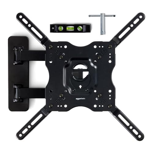 Amazon Basics Full Motion Articulating TV Monitor Wall Mount for 26" to 55" TVs and Flat Panels up to 80 Lbs, Black - Image 1