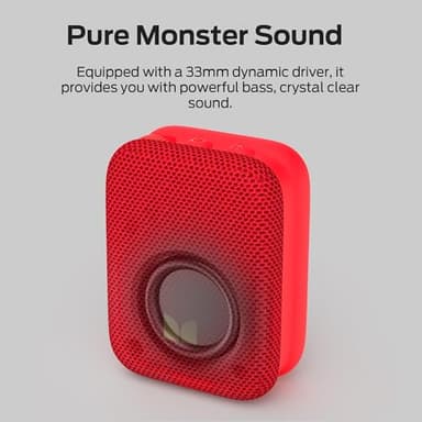 Monster Atomic Atom Wearable Bluetooth Speaker with Mics for Hands-Free Calls, IPX5 Waterproof, Compact and Portable Speaker for Workout, Cycling, Red - Image 2