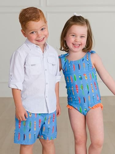 RUGGEDBUTTS Boys UPF50+ Sun Protection Animal Swim Trunks - Gone Fishin, 3T - Image 5