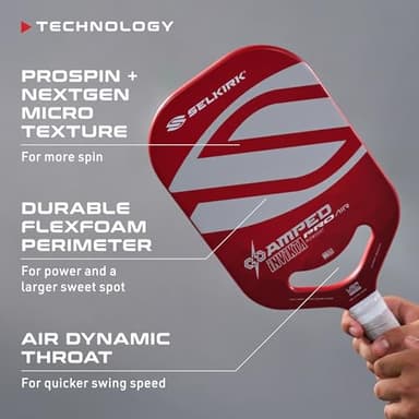 Selkirk Sport Amped Pro Air 2025 Pickleball Paddle | Fiberglass Pickleball Paddle with a Polypropylene X5+ 16mm Core | Throatflex | Flex Foam | Pickle Ball Paddle Made in The USA | Invikta Red - Image 5