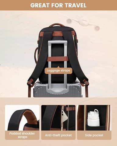 LOVEVOOK Travel Backpack Carry on Flight Approved 40L,Waterproof TSA Travel Essentials Personal Item Backpack for Women Men,Large Carry on Luggage Suitcase Travel Bag for Airplane with 3 Packing Cubes - Image 6