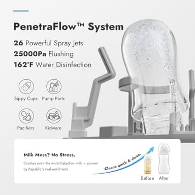 Papablic Bottle Washer Pro, Bottle Washer & Sterilizer & Dryer, 4-in-1 Bottle Washer Sanitizer for Bottles, Pump Parts, C-Section& Baby Essentials - Quick & Clean with 60 Detergent Tablets - Image 4