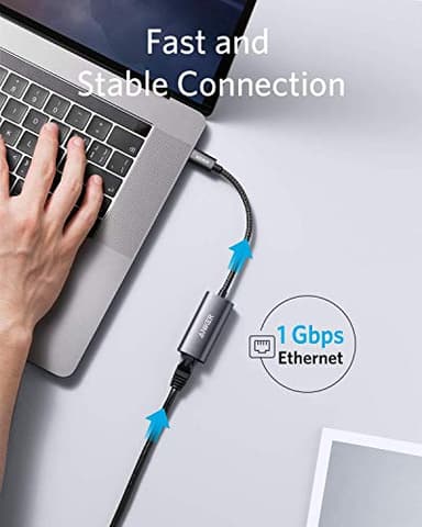 Anker USB C 3.0 to Ethernet Adapter, Portable 1-Gigabit Network Hub, 10/100/1000 Mbps, for MacBook Pro, iPad Pro 2019/2018, ChromeBook, XPS, Galaxy S9/S8, and More - Image 3